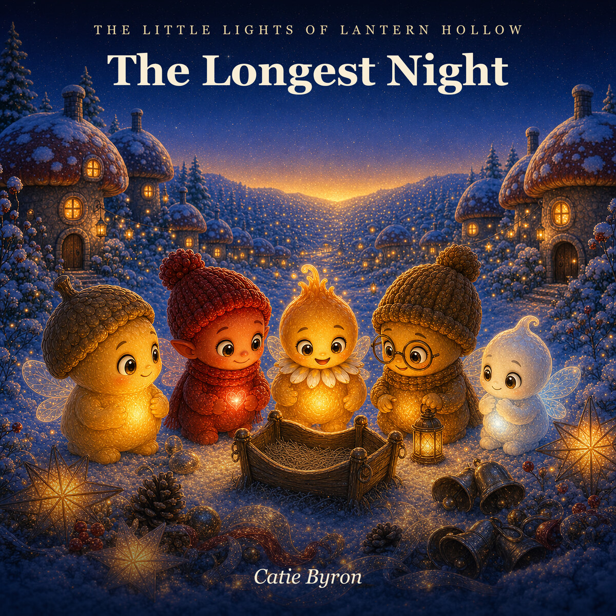 Cover of The Longest Night — the Little Lights gathered around an empty cradle-lantern