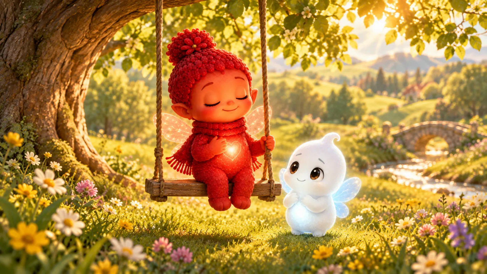 Ruby flares white-hot, puts her hand on her heart, takes one breath, and settles to a warm red.